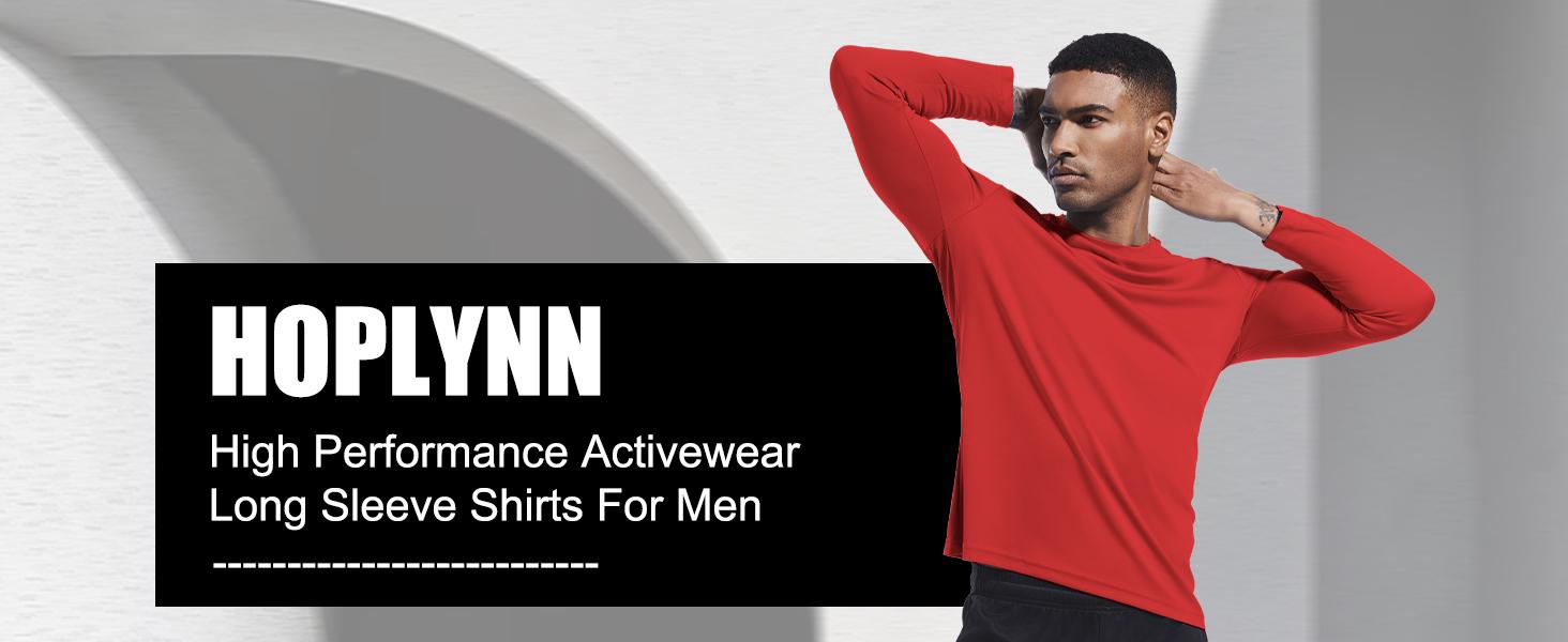 HOPLYNN 5 Pack Men's Athletic crew neck Long Sleeve Fishing Shirts for Men Sun Protection Shirts Lightweight Rash Guards workout tops  gym outfits   gym fits  workout clothes  men