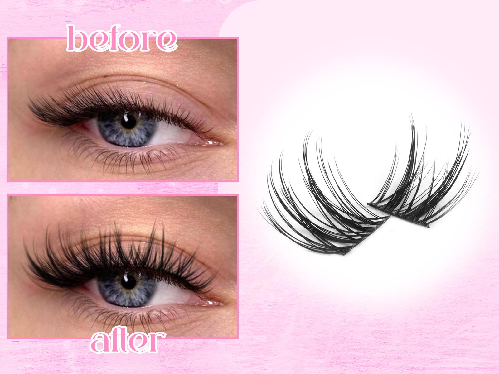 zanlufly Natural Lash CLusters C Curly Wispy Eyelash CLusters Short Anime Lash Extension Kit Makeup 9 10 11MM Manga Eyelashes Cosmetic Lash Bond and Seal Lash Applicator Lash Brush  TikTokShopBlackFriday