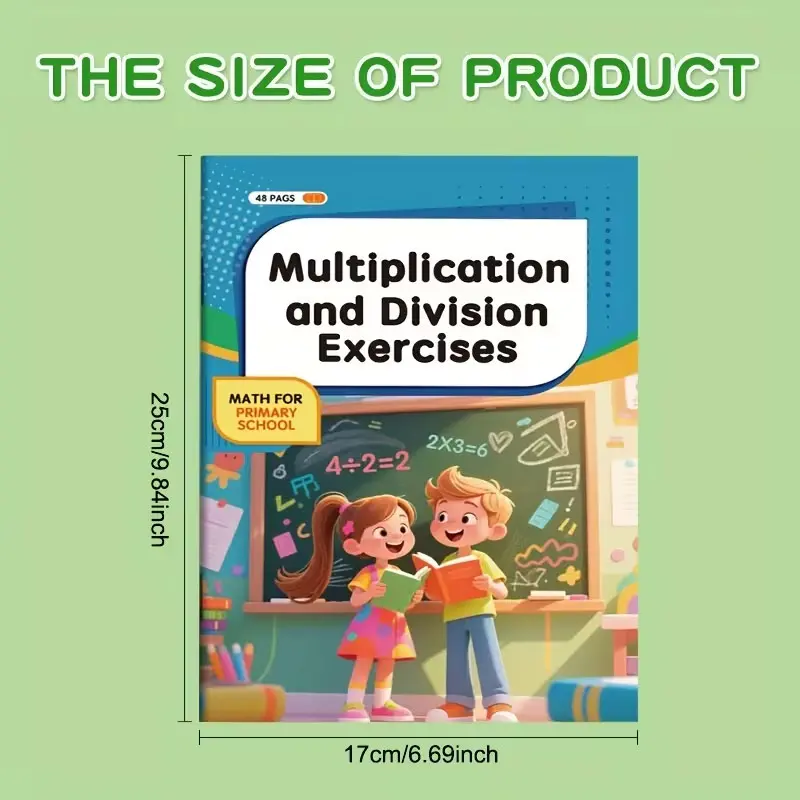 1. A multiplication and division workbook. A durable paper arithmetic workbook with handwritten exercises, perfect for school supplies, math learning tools, and Christmas gifts. Multiplication exercises