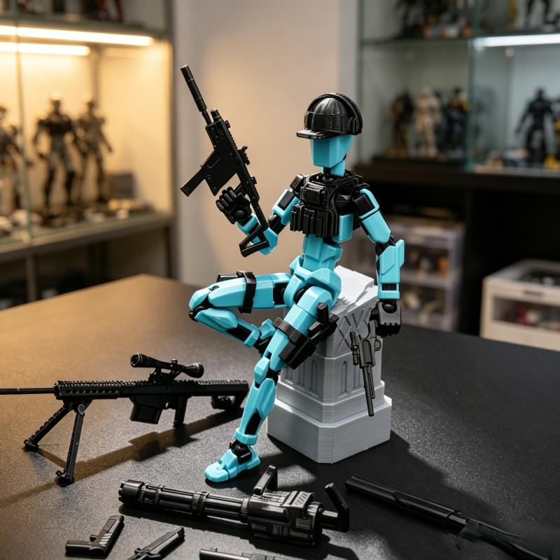 Dummy 13 Action Figure Set, 3D Printed Military Swat Soldier Model, Flexible Tactical Robot Doll, Poseable Collectible Figurines Toy Gift for Boys and Teens