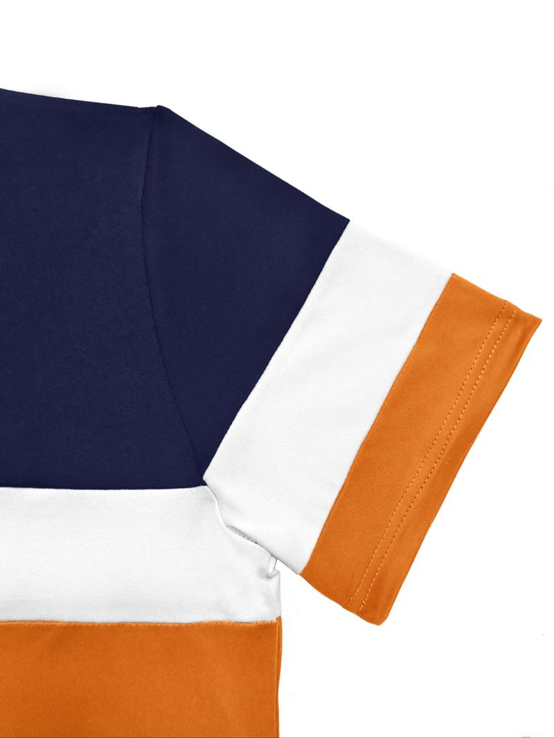 Women's Colorblock Print Two-piece Set, Casual Fashion Cozy Round Neck Tee & Skirt for Daily Outdoor Wear, Women Clothing for Spring Fall, Casual Matching Set