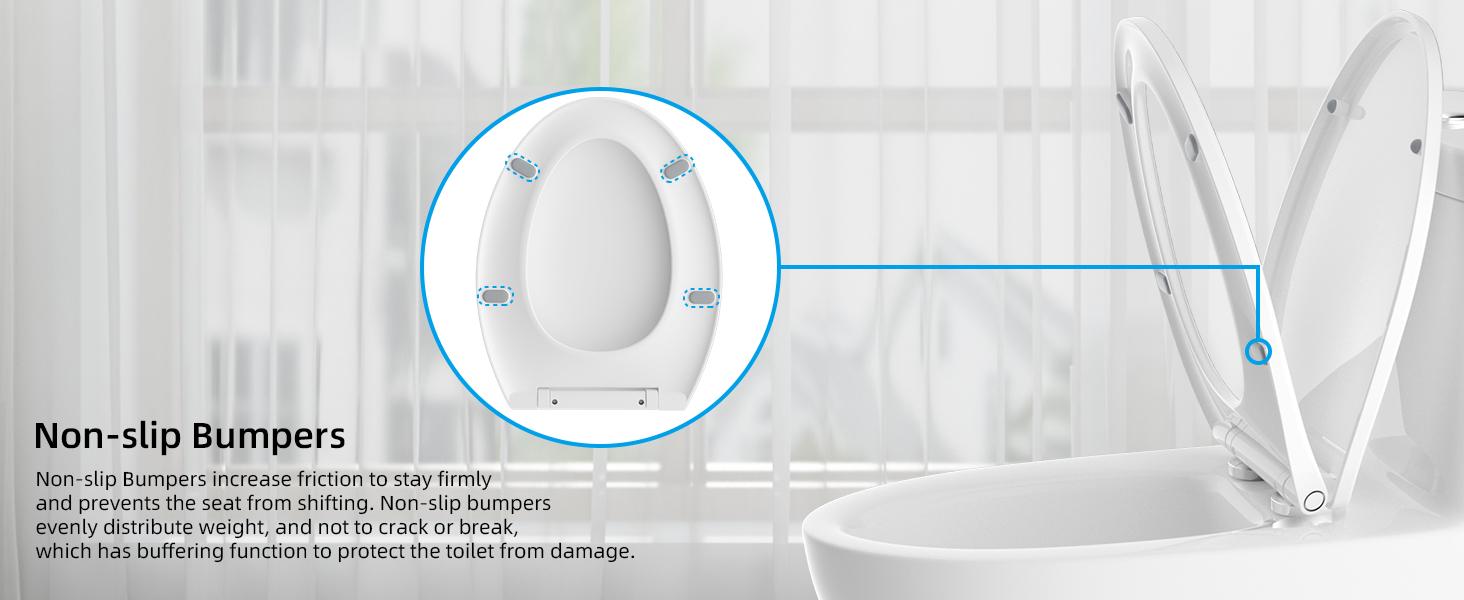 Hibbent Premium Elongated Toilet Seat with Cover(Oval) Quiet Close, One-Click to Quick Release, Easy Installation Never Loosen Hinge, Slow Close Toilet Seat and Cover, Easy Cleaning-White Color
