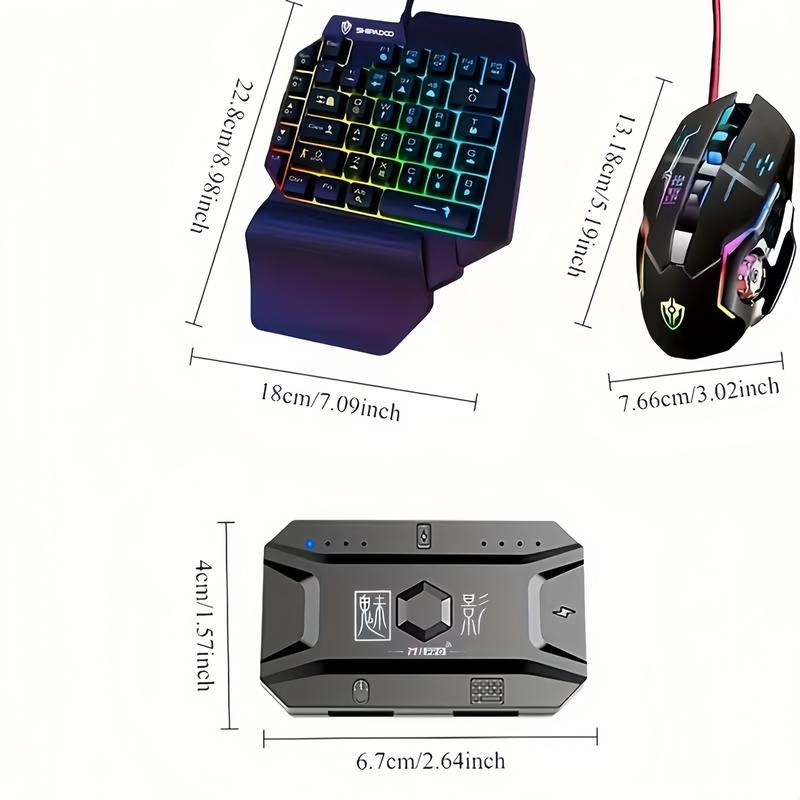 Mobile Gaming Keyboard and Mouse Set with Converter, One-Handed RGB Backlit Gaming Keyboard, Wired Gaming Mouse, Mouse Pad for Android iOS Phones, Perfect for PUBG Mobile, FPS Games - All-in-One Gaming Kit for Smartphone Gamers
