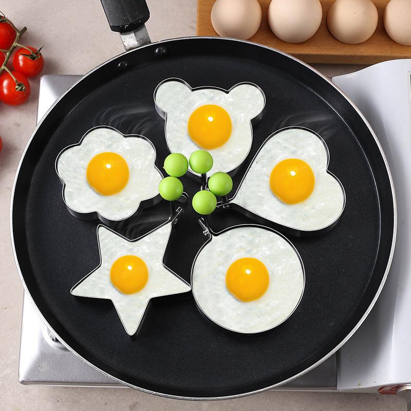 5-Piece Egg Molds,Egg and Pancake Mold Set, Egg Ring Mold, Suitable for Cooking and Frying Pancakes, Bread, and Chocolate. Fun Designs, Comfortable Handles, and Non-Slip Design.