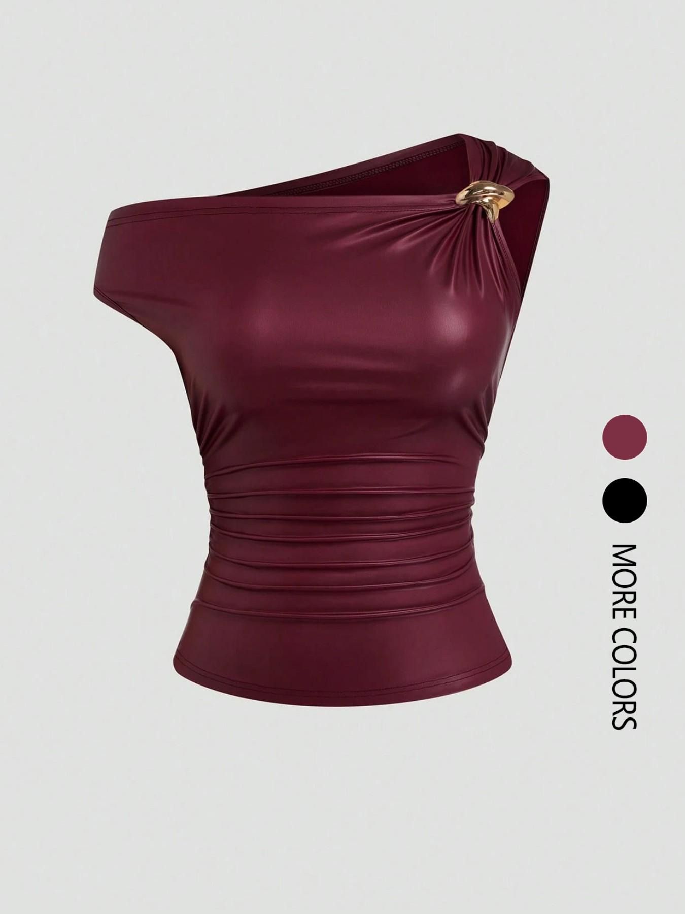 Women's Fashion Casual Sleeveless Asymmetrical Shoulder Top, Perfect for Shopping and Commuting, Stylish Everyday Wear