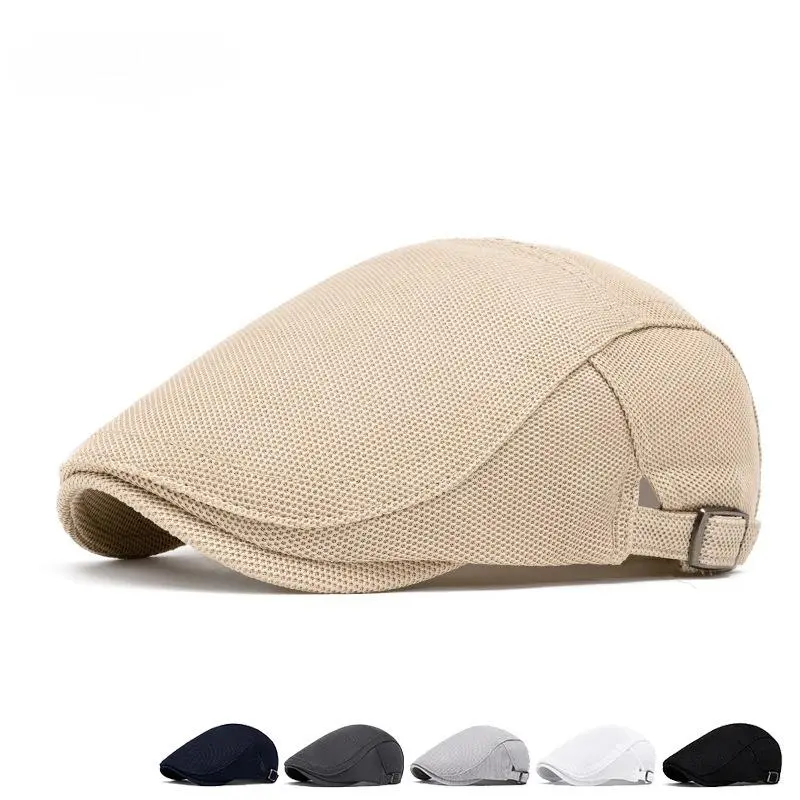 Men's Breathable Mesh Newsboy Hat - Cool Summer Ivy Cap, Adjustable Fit Hat for Golf & Driving, Cool Hats