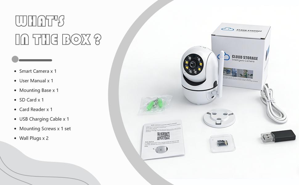 Security Camera with 355 Panoramic View 90 Vertical Tilt 2.4G WiFi Connected 8-Light Group Design Built in MIC and Speaker Two Way Voice Communication Motion Detection Alert Cloud Video Playback for Indoor Home Security Monitoring