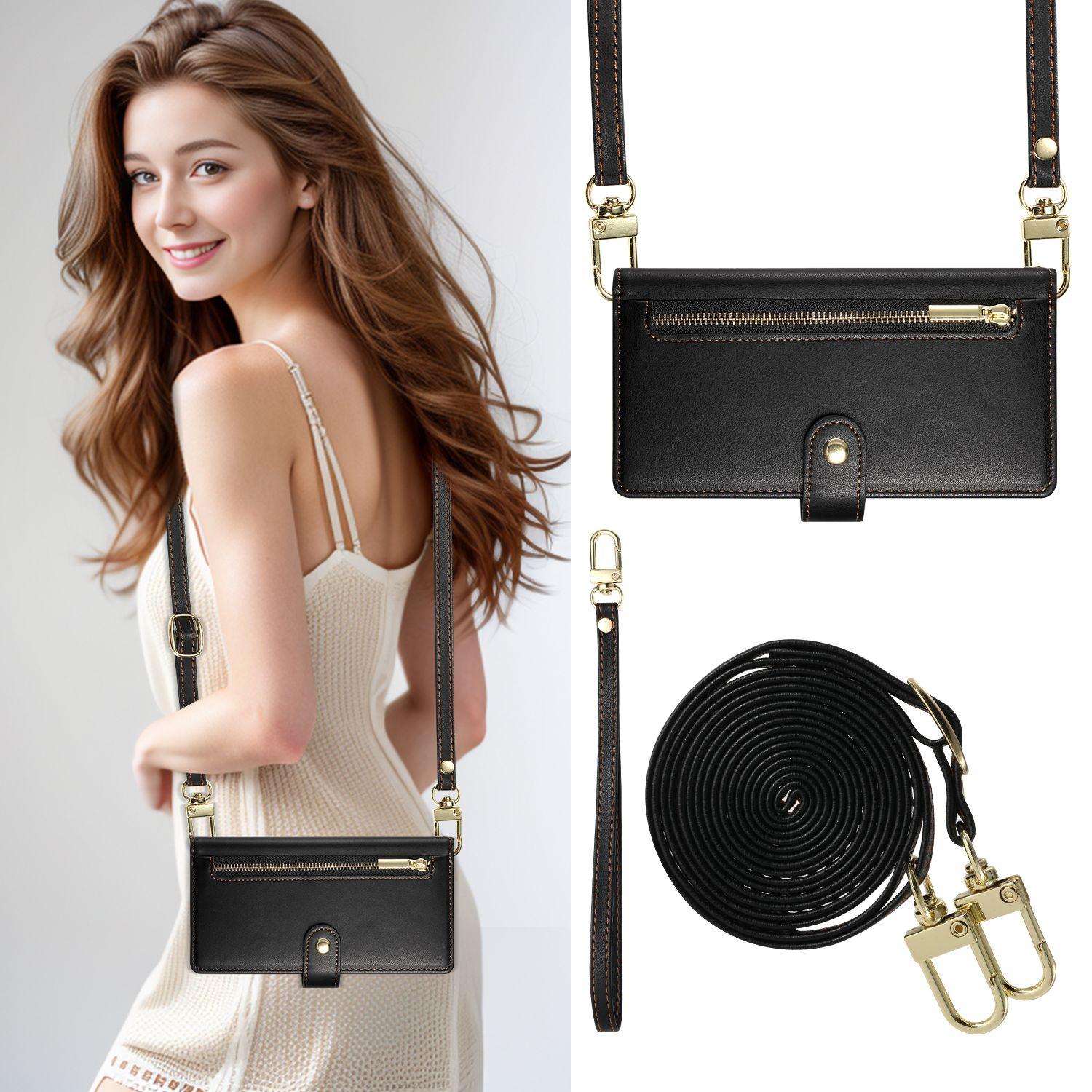 Zipper Wallet Phone Case with Crossbody Strap, Compatible with All Android/iOS, Luxury Commuter Design for Women, Single Pack