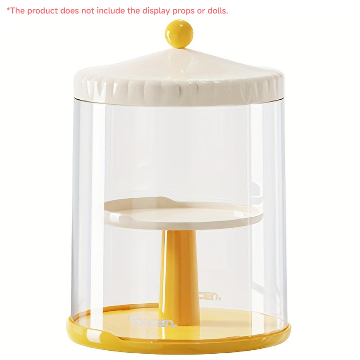 Handheld Doll Display Case, 360-Degree Rotating Base, Stackable Collectible Figurines Storage Box, Watch Jewelry Showcase, Collectible Organizer