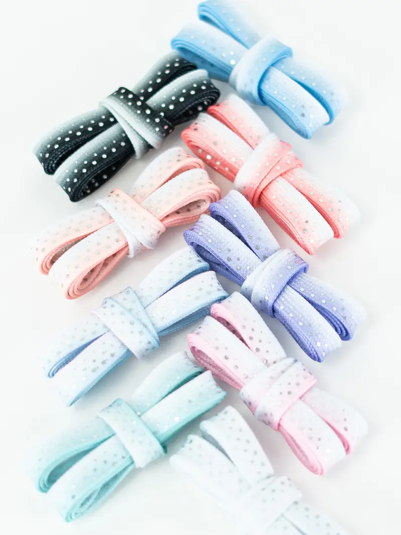 Pair of 8mm Wide Personalized Shoe Laces, Multicolor Ink Splatter Silver Color Casual Versatile Shoelaces, Stylish and Durable