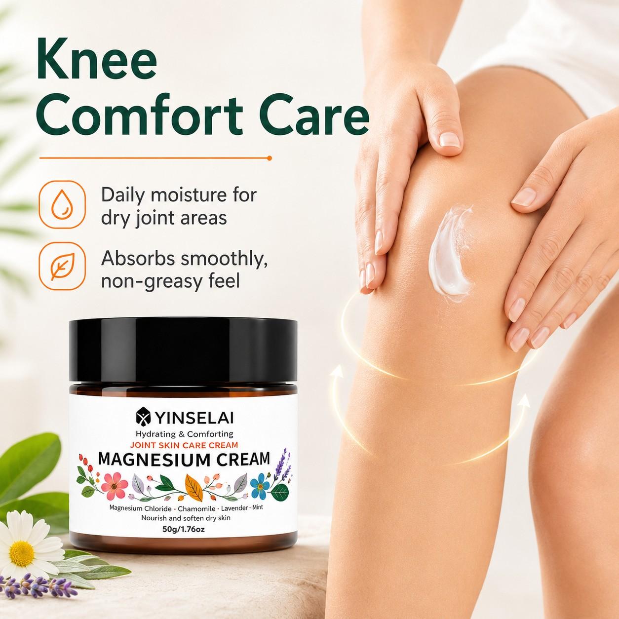 Natural Moisturizing Cream. Gentle formula nourishes and hydrates skin around joints. Suitable for body, neck, knees, hands, legs and waist. Perfect for seniors and athletes to care for skin on muscles and joints.