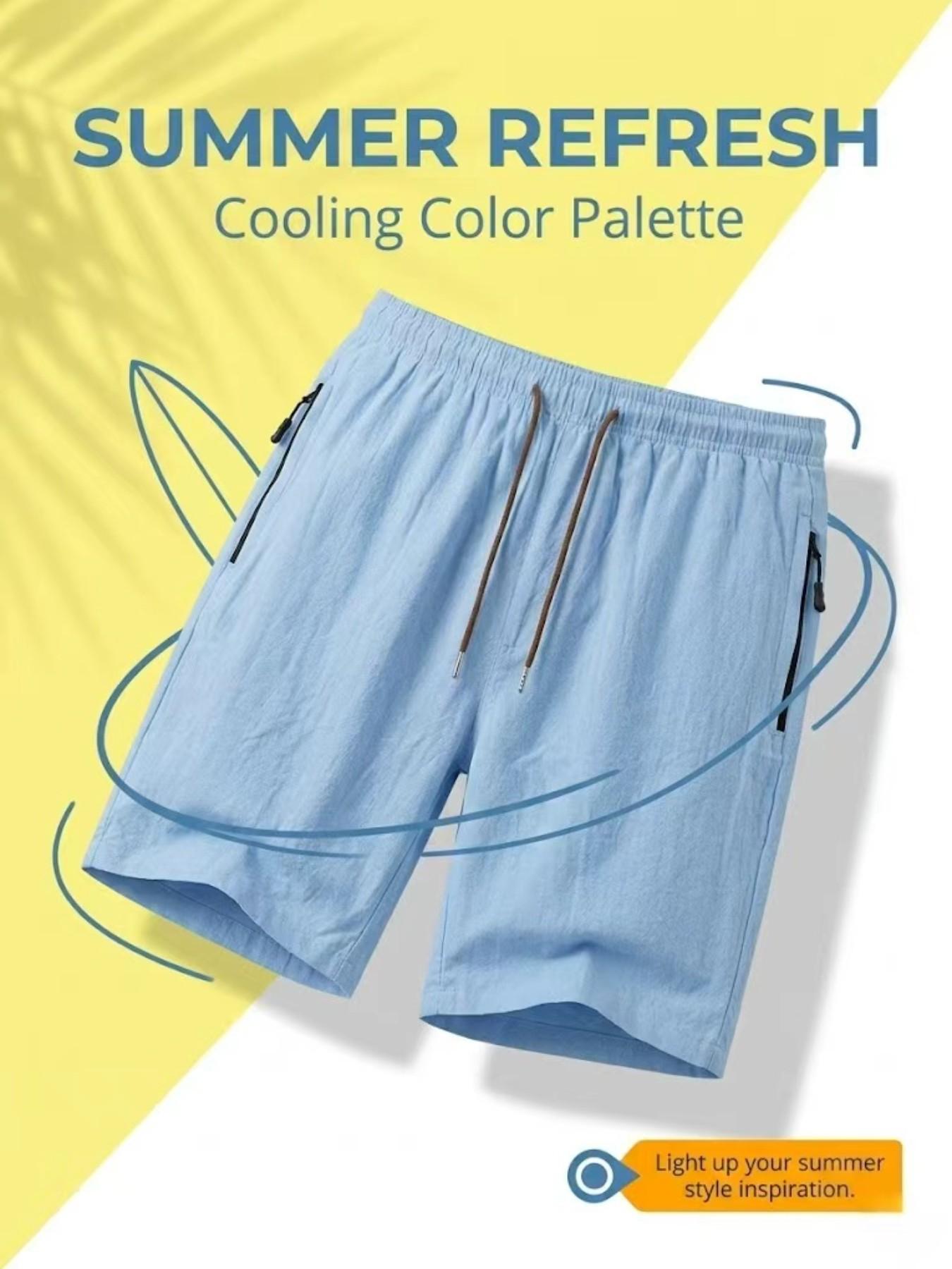 Men's Loose Fit Casual Shorts, Metal Drawstring Zip Pockets, Summer Fashion for Daily Wear, Gym, Outdoor Activities, No Ironing Needed