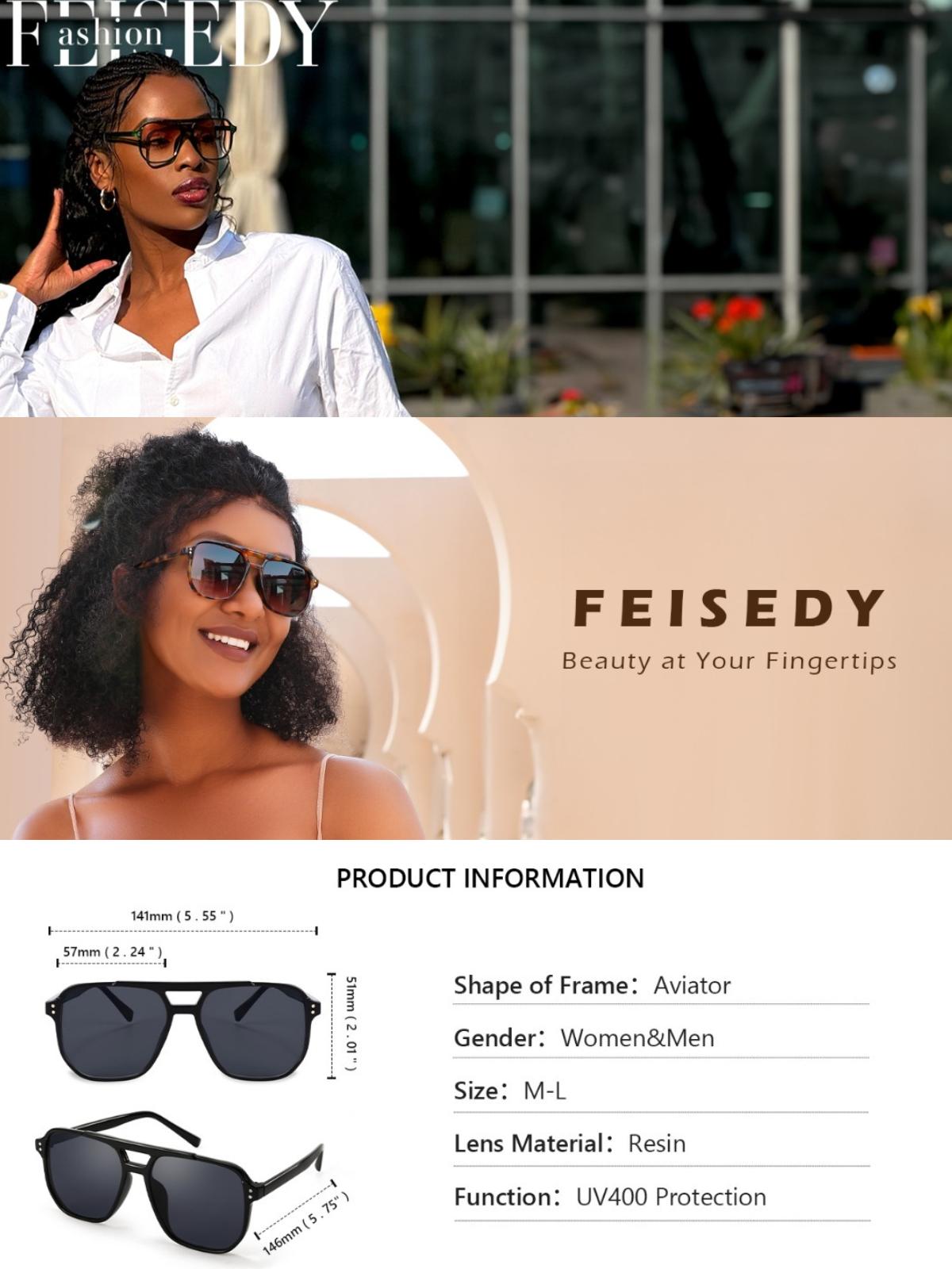 FEISEDY Retro Square Sunglasses Women Men 70s Vintage Trendy Plastic Frame Sun Glasses B2835