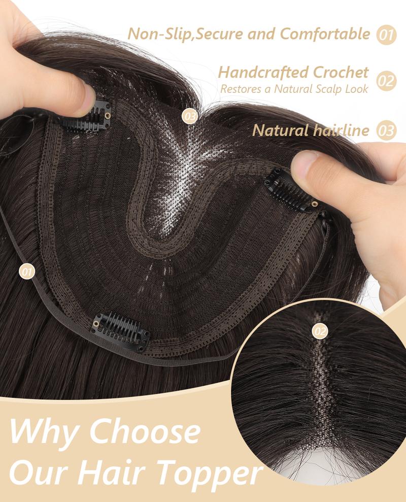 ONLYCUTE Hair Topper 22 inch Slightly Layered Synthetic Extensions No Wig Cap Required Large Piece Natural Invisible Add Volume Length for Women