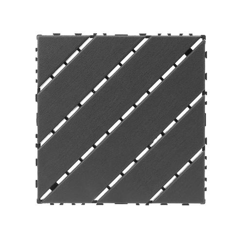 Plastic interlocking decking tiles, 44 packs of terrace decking tiles, 12“x 12” waterproof for all-weather use, backyard pool decking tiles, dark gray