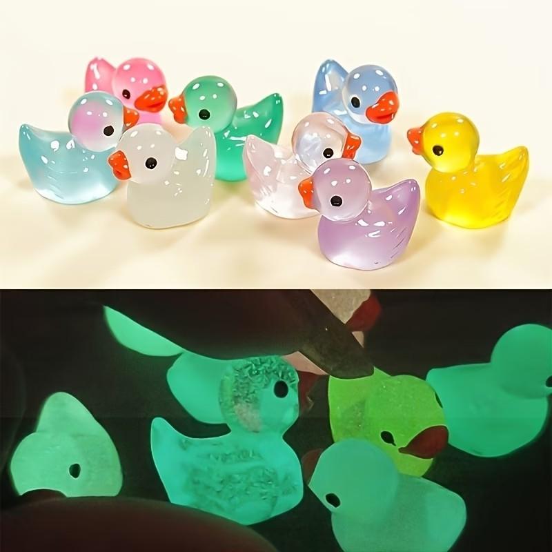 100pcs/200pcs Mini Glow-In-The-Dark Ducks, Resin Craft Decor, Party Gifts, Birthday Presents, Indoor & Garden Decor, DIY Plant Accessories