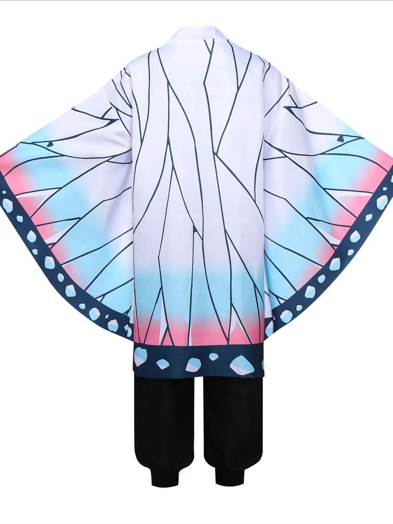 Kochou Shinobu Cosplay Costume for Adults, Demon Slayer Role Play, Halloween Carnival Clothing, Slim-Fitting Geometric Pattern