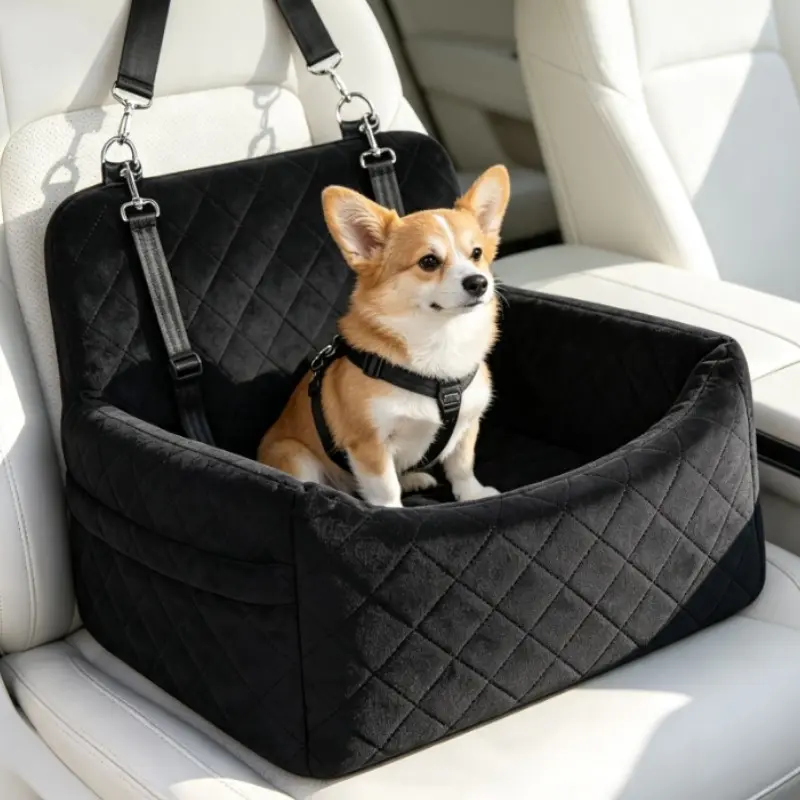 Car Pet Seat, Travel Dog Booster, Durable Pet Safe Seat, Easy to Clean, Safe and Comfortable, Clip-On Belt for Small Dogs and Cats