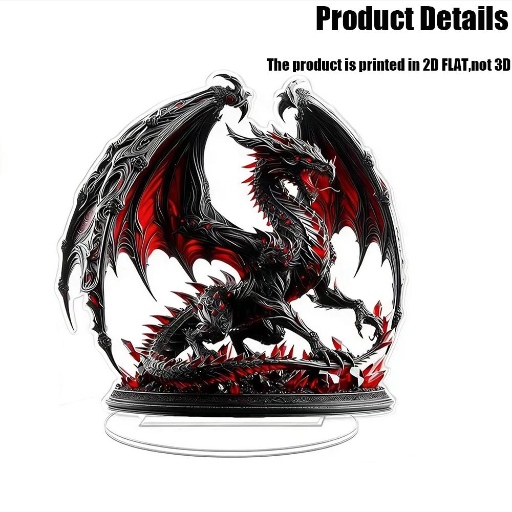 Dark Dragon Theme 2D Acrylic Decorative Ornament, Perfect for Desktop, Fantasy Atmosphere Setup, Ideal for Fantasy Enthusiasts