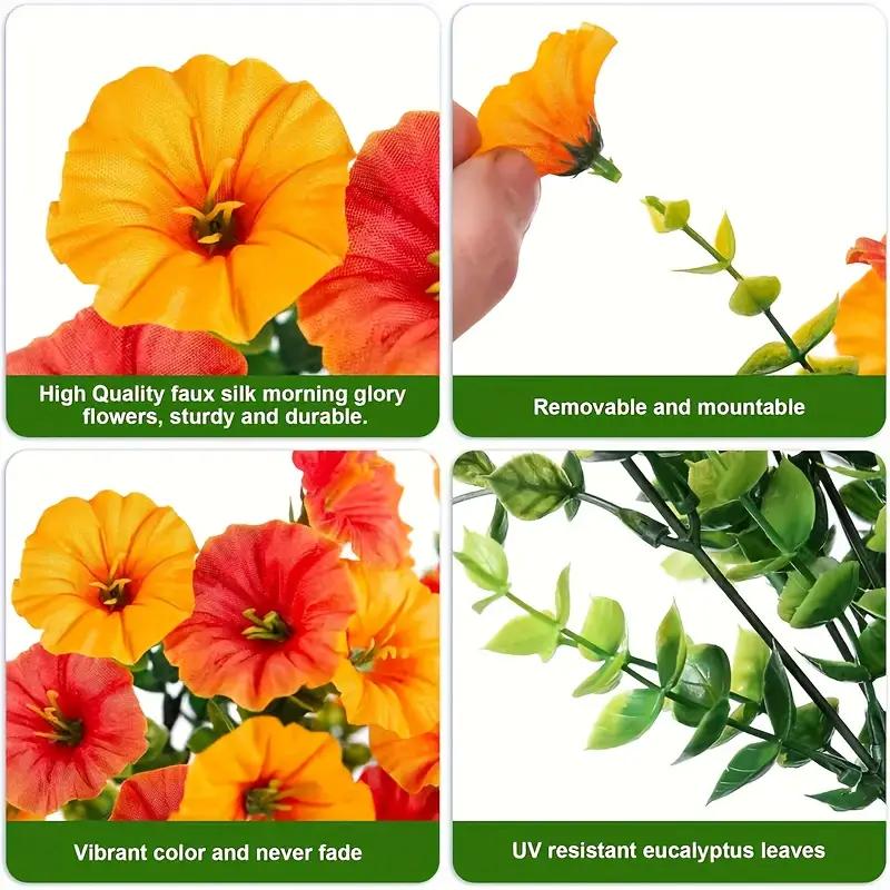 Artificial Morning Glory Vine, 2/4 Bunches Fake Flower Vine, faux flower, Decorative Flowers for Home Party Wedding Outdoor Yard Wall Hanging, Ornaments, Mother's Day Gifts