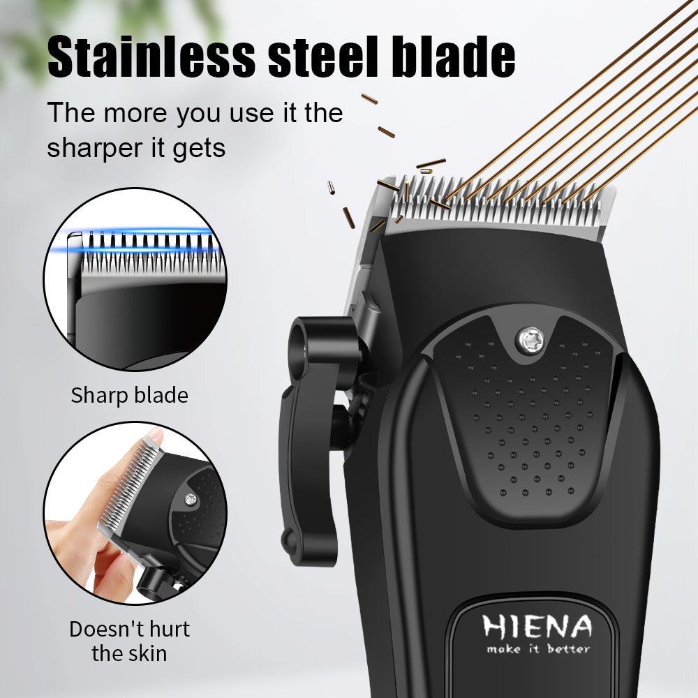 electric hair clipper adopts a cordless design, equipped with stainless steel sharp blade and silent motor, supports oil head and gradient styling, and can also shave beard and body hair. It provides a limit comb and adjustable blade suitable for home use