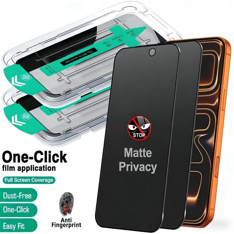 2-Pack Matte Privacy Screen Protector, Easy Alignment Kit, Compatible with iPhone 17/16 Pro Max/15 Pro/14/13 Pro/12/11/x/XS Max/XR, 9h+ Tempered Glass, Anti-Fingerprint, Face ID Compatible, Seamless Fit