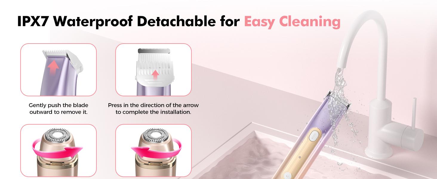 Electric Bikini Trimmer for Women, 1 Set Rechargeable 2 in 1 Body & Facial Hair Removal, Waterproof Wet & Dry Use Trimmer for Women