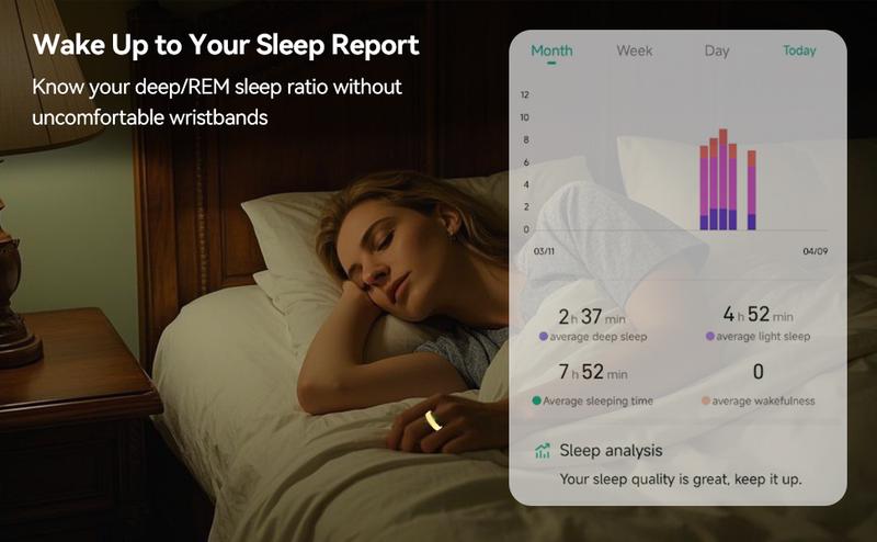 Smart Ring Health Monitoring Wearable Fitness Trackers Calories Burned Sleep Quality IP68 Waterproof for Outdoors and Gym for Women Men Couple Gift - Android Watch