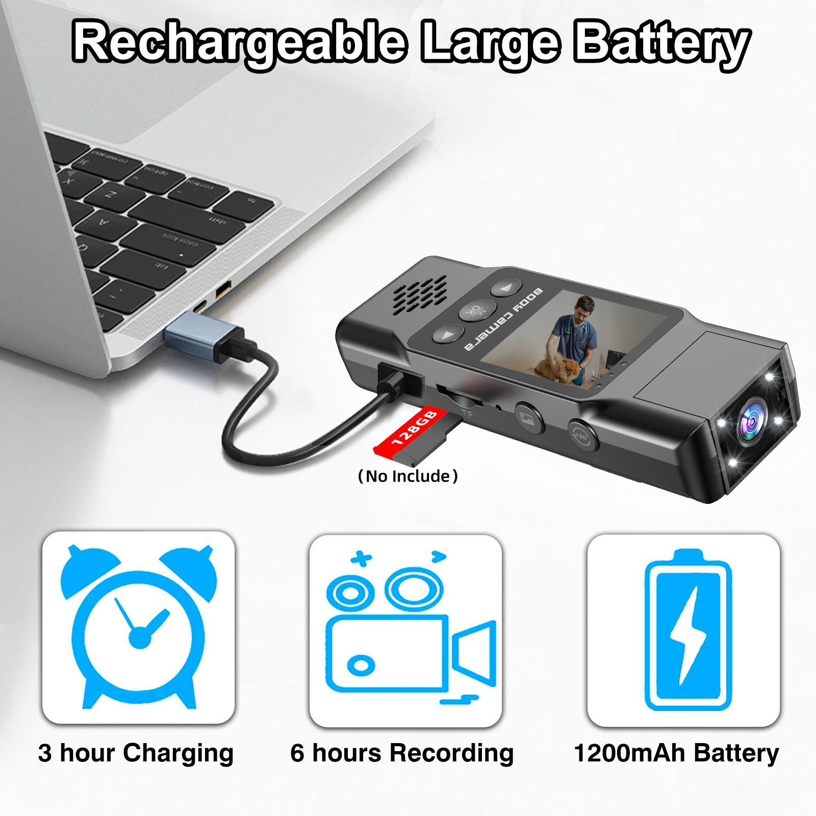 1080P Portable Sports Camera, Wearable Action Camera with 1.3'' LCD Display & 180 Degree Rotation Lens, Wireless WiFi Hotspot Body Cam for Outdoor Sport, Video Recording Camera