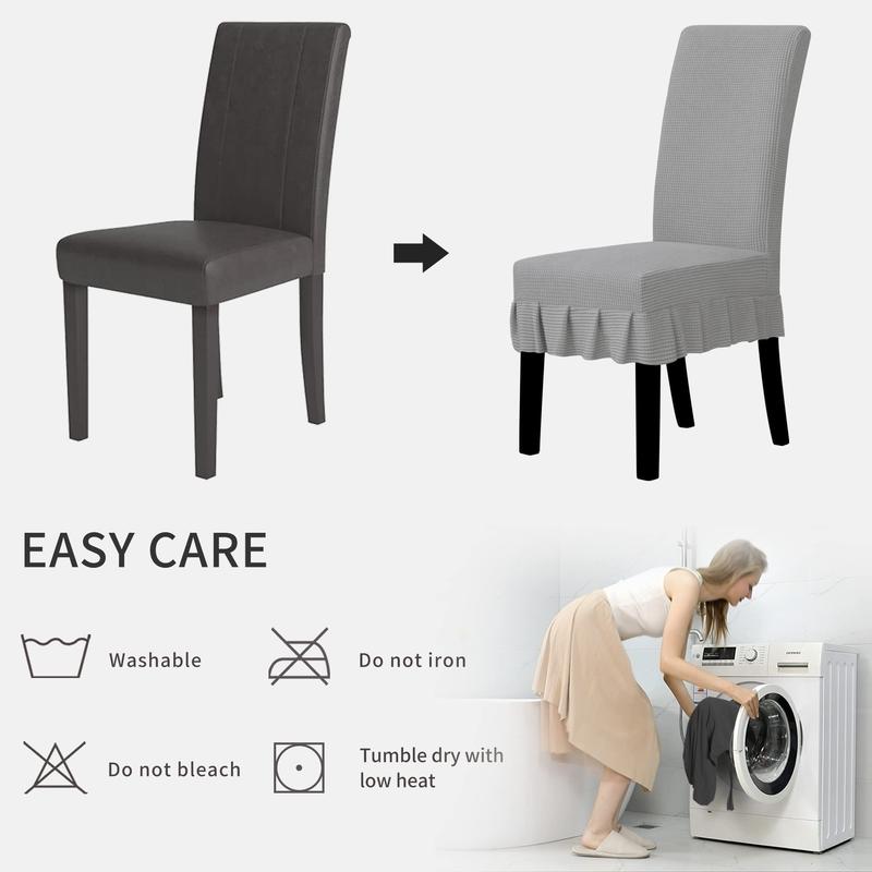 Easy-Going Dining Chair Covers of 4/6/8, Christmas Stretch Parsons Chair Slipcover with Skirt Chair Covers for Dining Room Restaurant Banquet