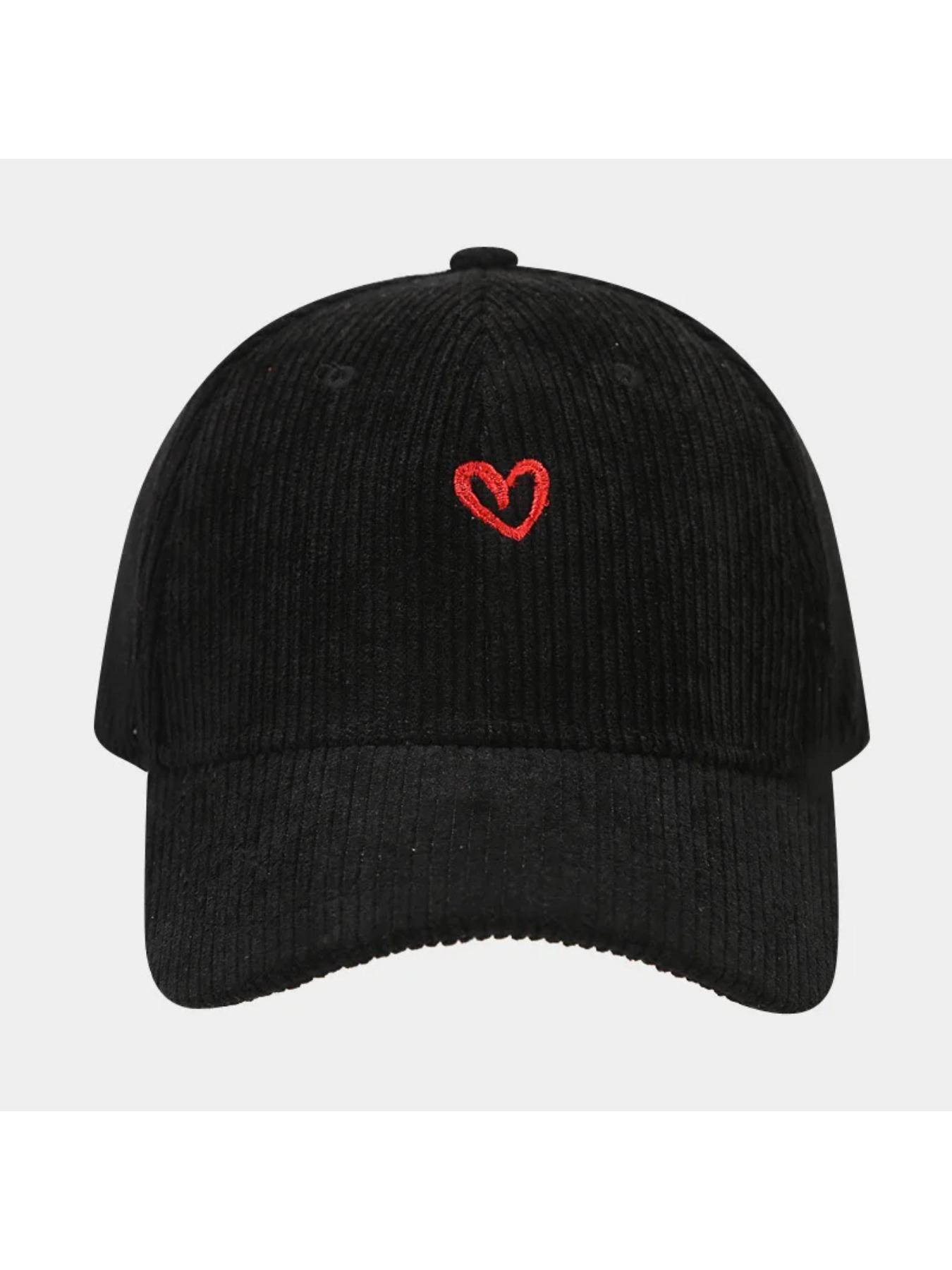 New Little Love Embroidered Corduroy Baseball Cap Spring and Autumn Women's Korean Fashion Simple Sun Hat Outdoor Casual Caps