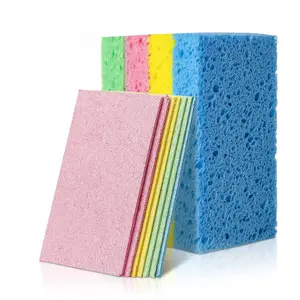 12pcs of compressed cellulose sponge, scratch free dishwashing sponge, double-sided cellulose sponge for kitchen, bathroom, and car use