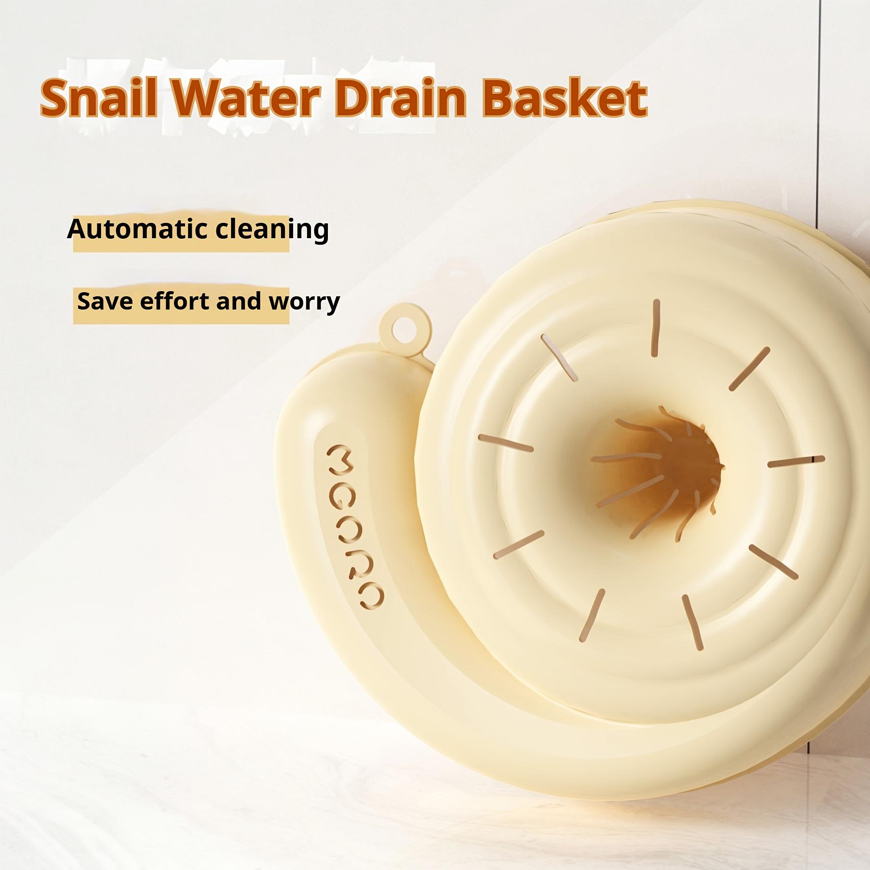 Snail Sink Drain Basket - Automatic Cleaning Hair Catcher, Machine Washable PP Plastic, Cream/Pink, Kitchen & Bathtub Drain Strainer
