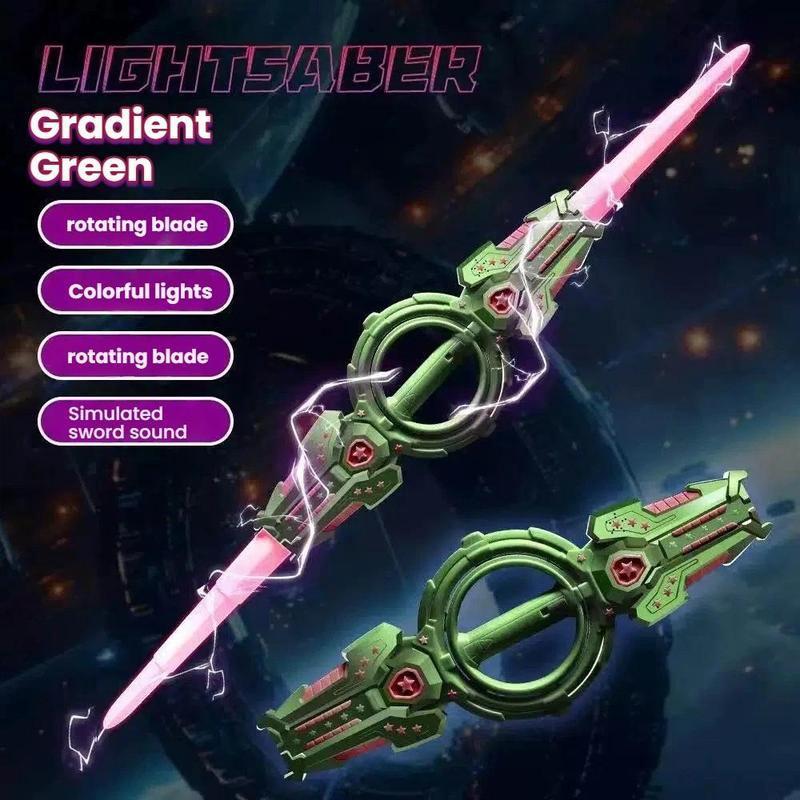 Double Bladed Rotating Handheld LED Lightsaber Toy - Light Up Sword Saber, 7 Color Lights, 360° Rotating, Non-Toxic Safe Design, Kid-Friendly LED, Teenage Boy Gifts, Boyfriend Gift Ideas, Birthday Role Play Toy