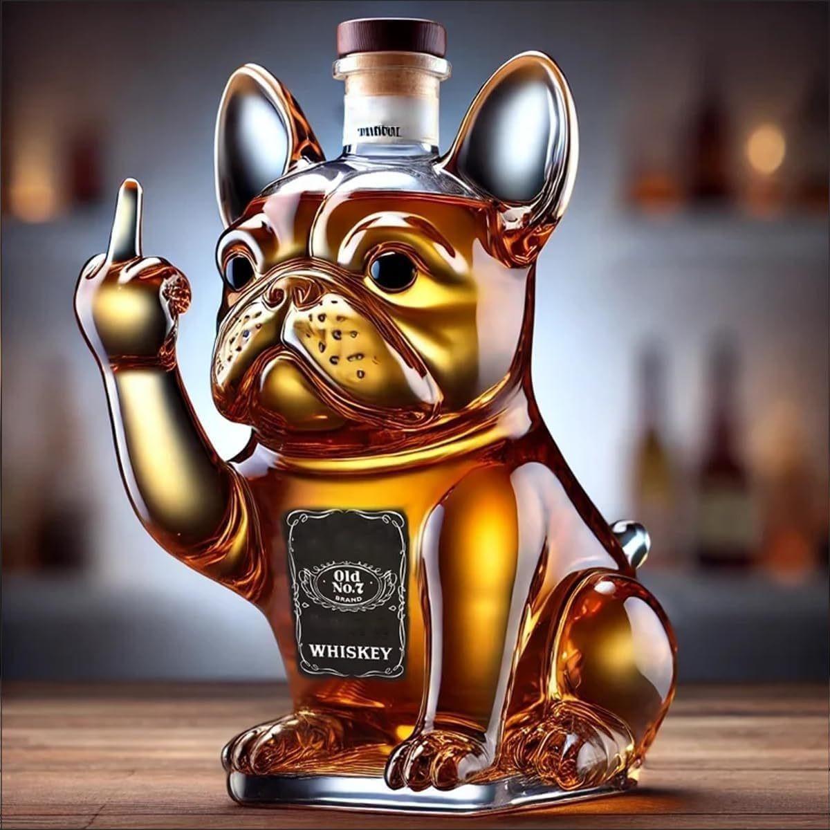 2026 New Design French Bulldog-Shaped Whiskey Bottle, Fun Dog Glass Bottle, Bar & Home Décor Accessory, Unique Gift Idea