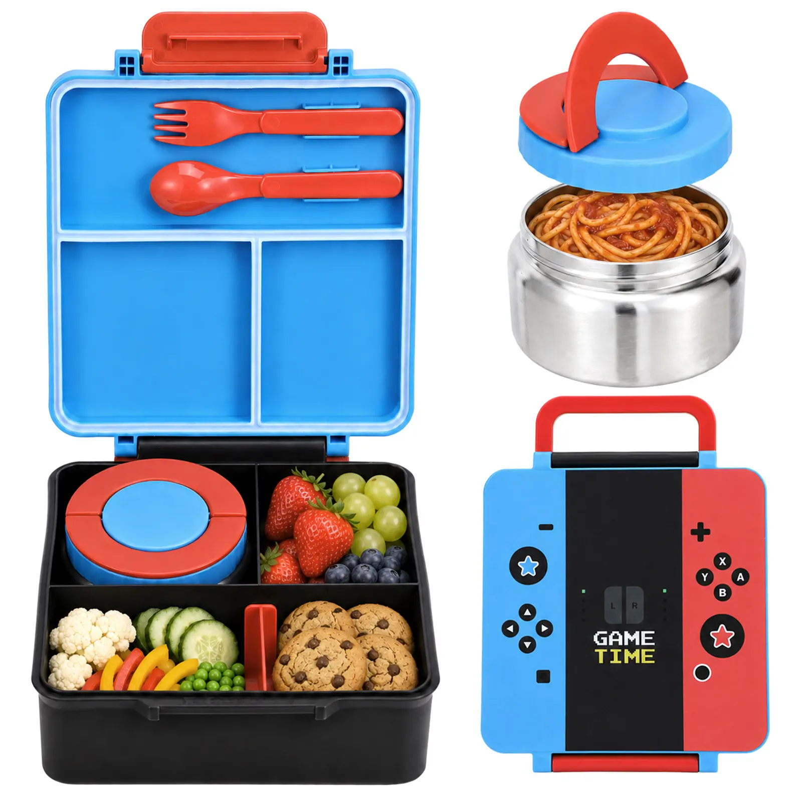 Portable Lunch Box Bento Box Student Lunch Box with 8oz Stainless Steel Soup Bowl, Convenient Handheld Meal Container for Daily Use