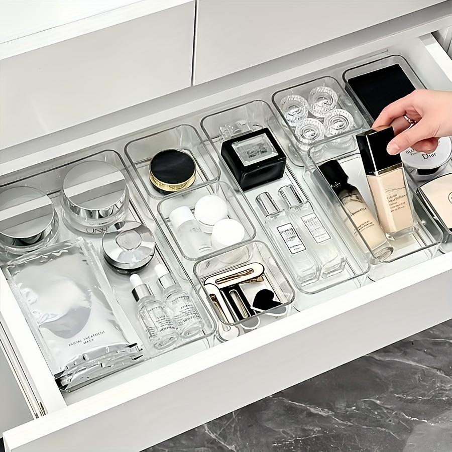 8 Piece Transparent Makeup Organizer Set, Cosmetics Organizer Storage, Beauty Organizer, Cosmetic Storage, Drawer Dividers & Desktop Storage Boxes, Clear Storage Box, Multi Grids Organizer, Divided Compartments, Durable Plastic Organizers