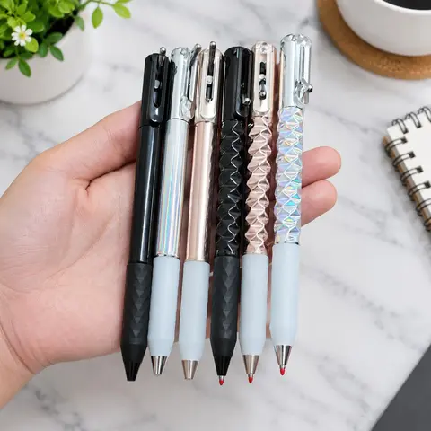 6-Pack Geometric Transforming Morphing Pens (Assorted 3 Colors), Retractable Deforming Fidget Pen Set for Stress Relief, 3D Rhombus Warp Aesthetic Gel Pens, Creative Sensory Toy for School & Office