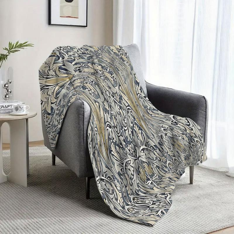 Cute and Practical Blanket William Morris Snakeshead pattern Breathable blanket Soft and cozy flannel blanket for home and travel bedding birthday gift