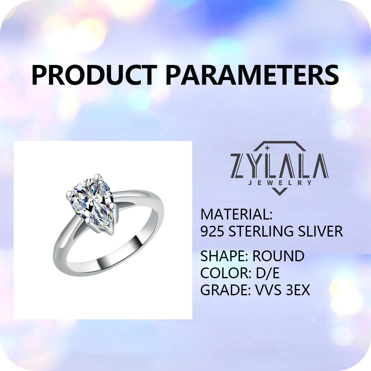 [279] 2.0 Carat Synthetic Moissanite Ring Classic Pear Cut Sterling 925 Silver Ring Engagement Wedding Jewelry Anniversary Birthday Gift