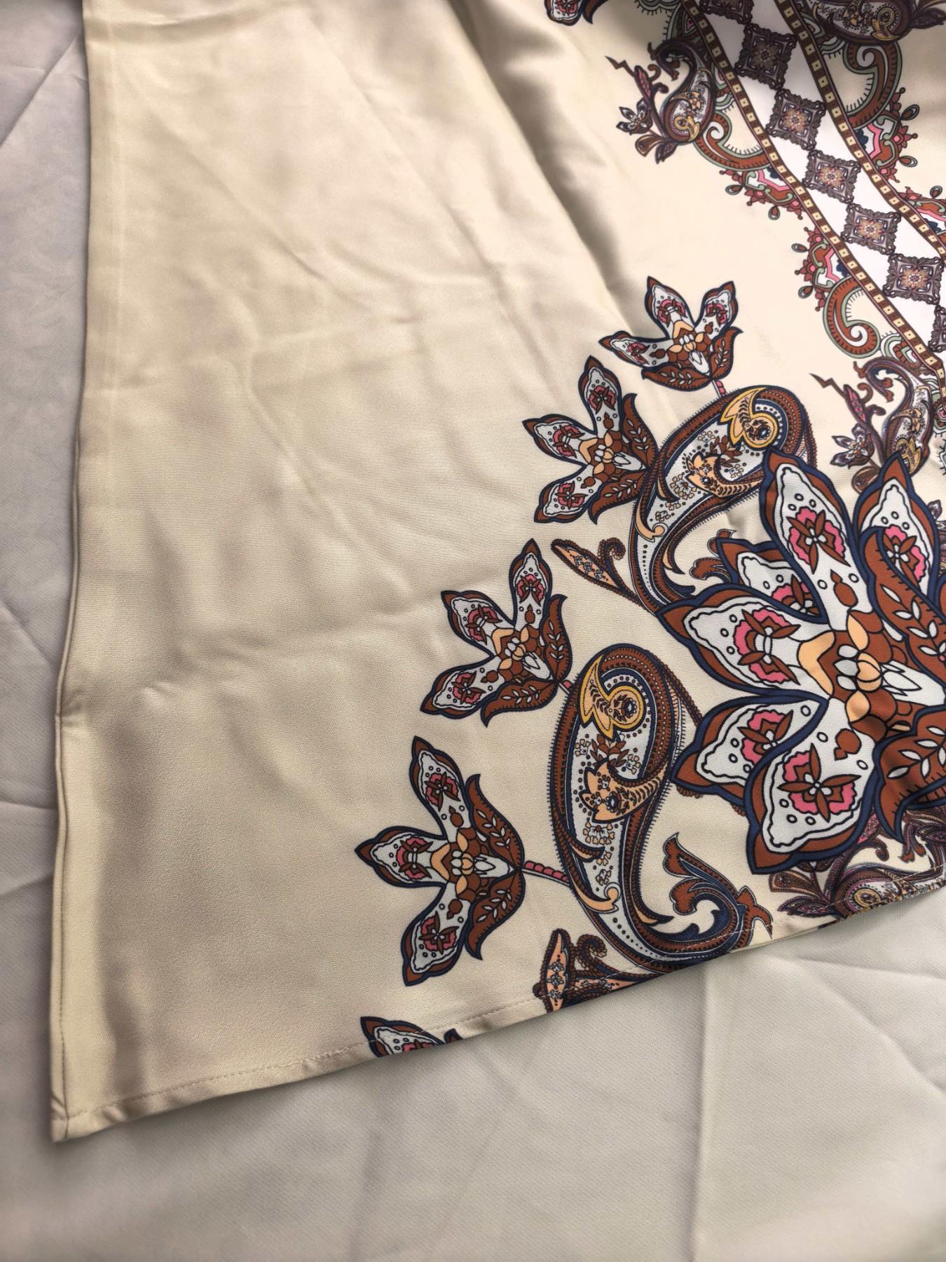 Muslim Women's Elegant Abaya Dress, Long Robe with Printing and Beads, Dubai Export Fashion, Stylish Muslim Clothing