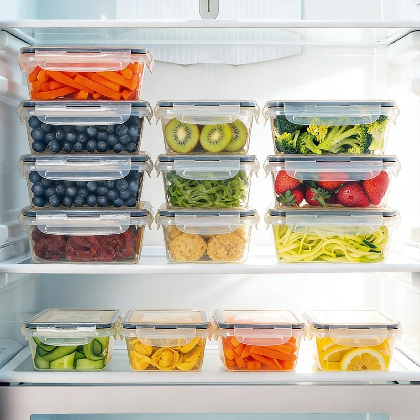 24 PCS Food Storage Containers with Lids, Plastic Meal Prep Containers, Airtight Leakproof Snap Lock, Stackable Kitchen Storage Set for Fridge, Freezer & Microwave#fathersdaygift