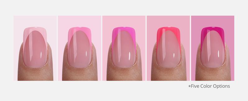 BTArtboxnails XCOATTIPS Press on Nails - 150pcs Pink Short Square or Almond French Tips,Pink Soft Gel False Nail, Soak Off Acrylic Fake Nails Extensions