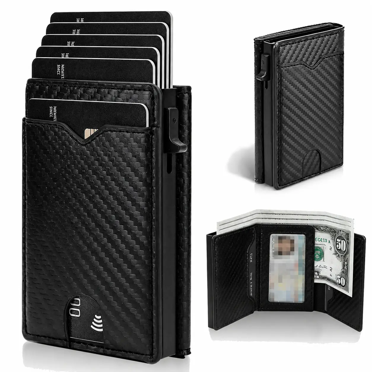2026 Upgraded Mens Smart Wallet, RFID Blocking Slim Wallet, Minimalist Pop-Up Credit Card Holder with ID Window, Cash Slot & Front Pocket Wallet
