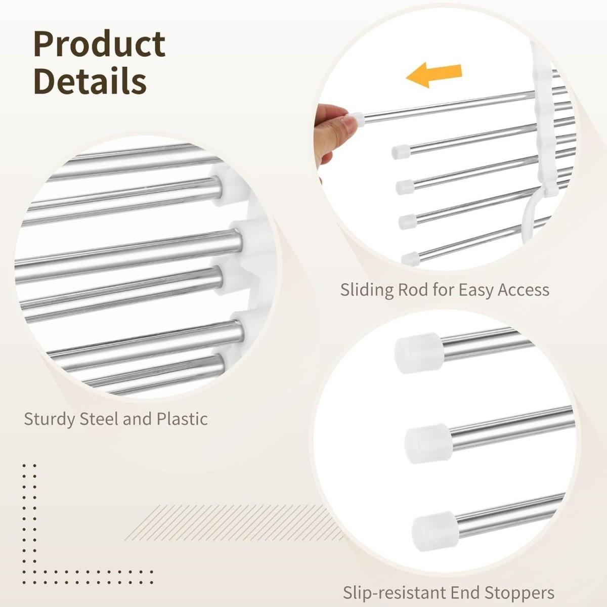 1 multi-layer pants rack, plastic and stainless steel storage rack, saving space for organizing wardrobes, wardrobes, bedrooms, suitable for pants, jeans, scarves