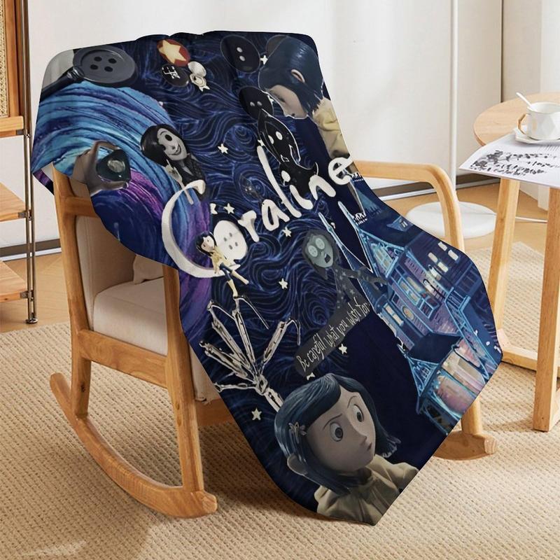 Coraline Super Soft Flannel Coraline BlanketDecorative Bedroom Living Room Suitable forKids/Adult Blanket, Style