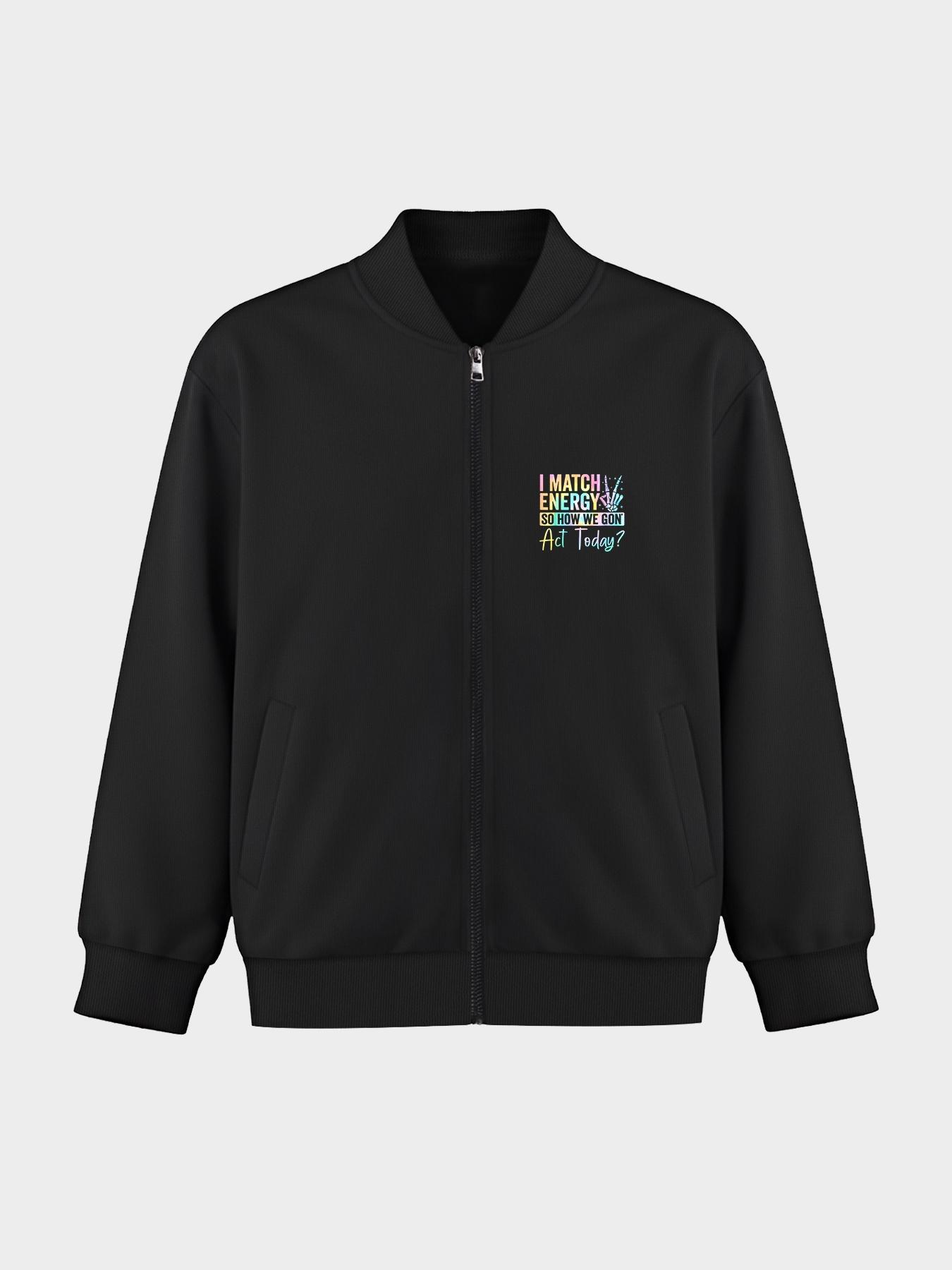 "I MATCH ENERGY" Unique Long Sleeve Fitted Graphic Printed Jacket & Coats - Trendy Casual Outerwear, Suitable for Casual Outdoor Sports, Fashionable & Durable for All Seasons, Ideal for Daily Activities, Gifting, Gatherings & Work.
