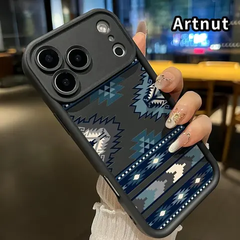 Patterned Soft TPU Phone Case for iPhone 18 Pro Max,17,16 Plus,15,14,13,12,11,XR,Air E - Tribal Geometric Design, Anti-Drop Shockproof, Full Lens Guard, Raised Edges, Non-Slip Durable, Matte Finish Feels Smooth in Hand, Girl's Phone Accessory Gift