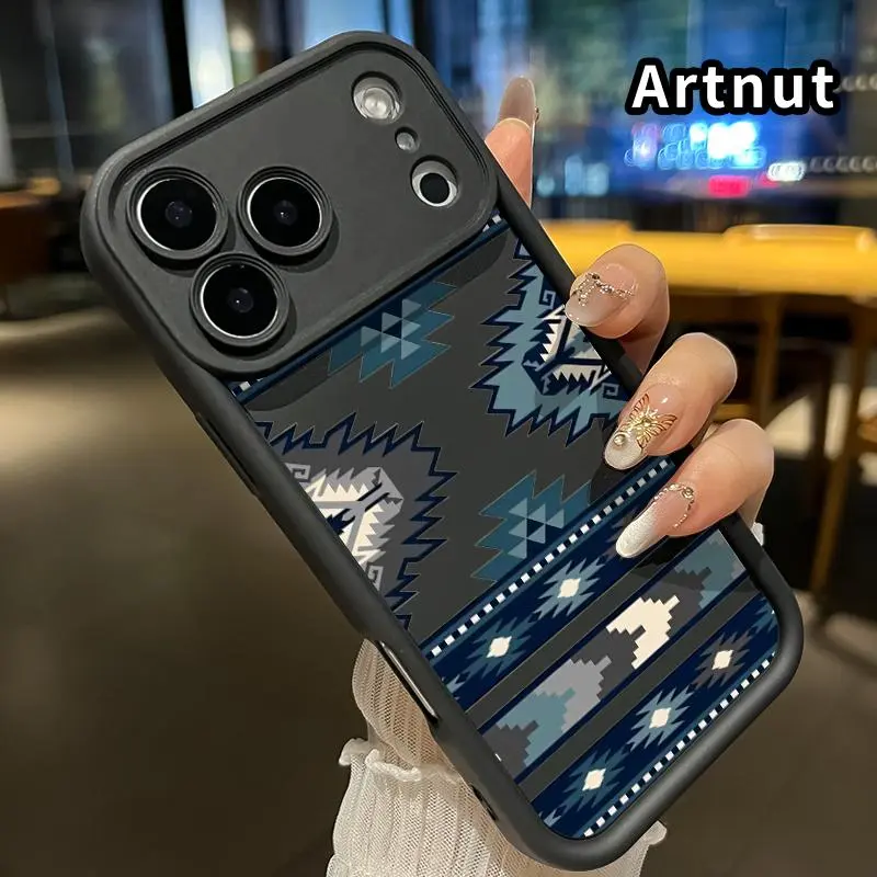 Protective Shockproof Phone Casing for iPhone 18 Pro Max 17 16 Plus 15 14 13 12 11 XR Air E Tribal Geometric Symphony Pattern Full Lens Protector Rugged Durable Soft TPU Cover Gift for Girls Smartphone Handheld