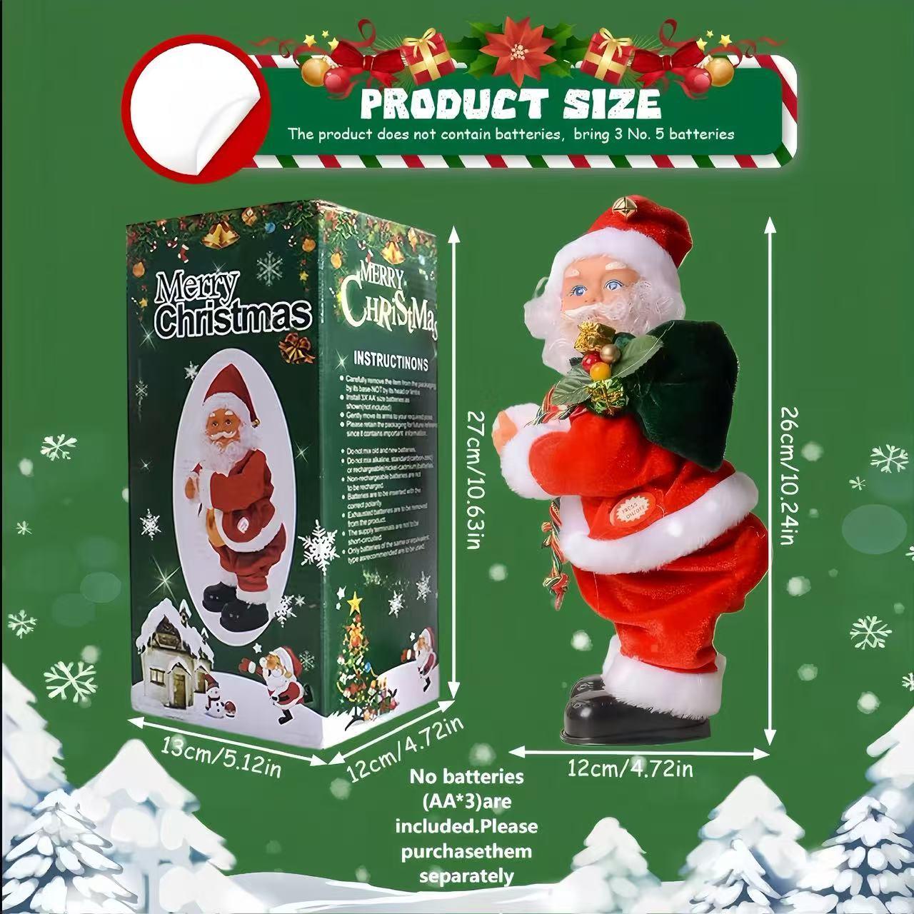 Electric Santa Claus, toys with music that sway the buttocks, guitar playing music, Christmas decorations, hip-hop Santa Claus, creative holiday gifts for singing and dancing, Battery Powered Ornament